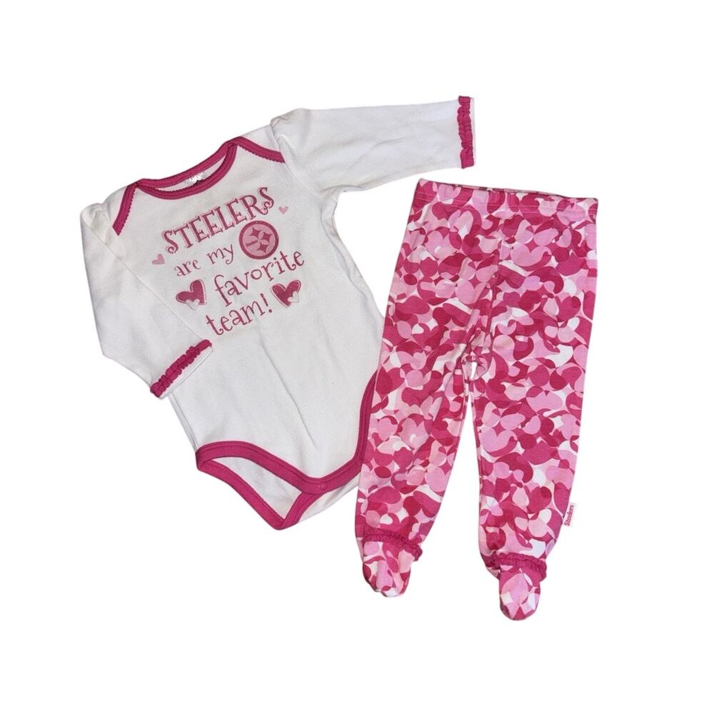NFL Pittsburgh Steelers Baby Girl 6-9M Pink 2 Piece Outfit Football